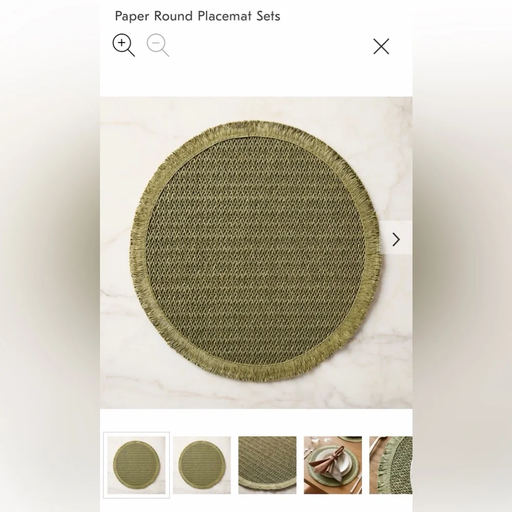 West Elm Green Paper Placemats - Set of 4
